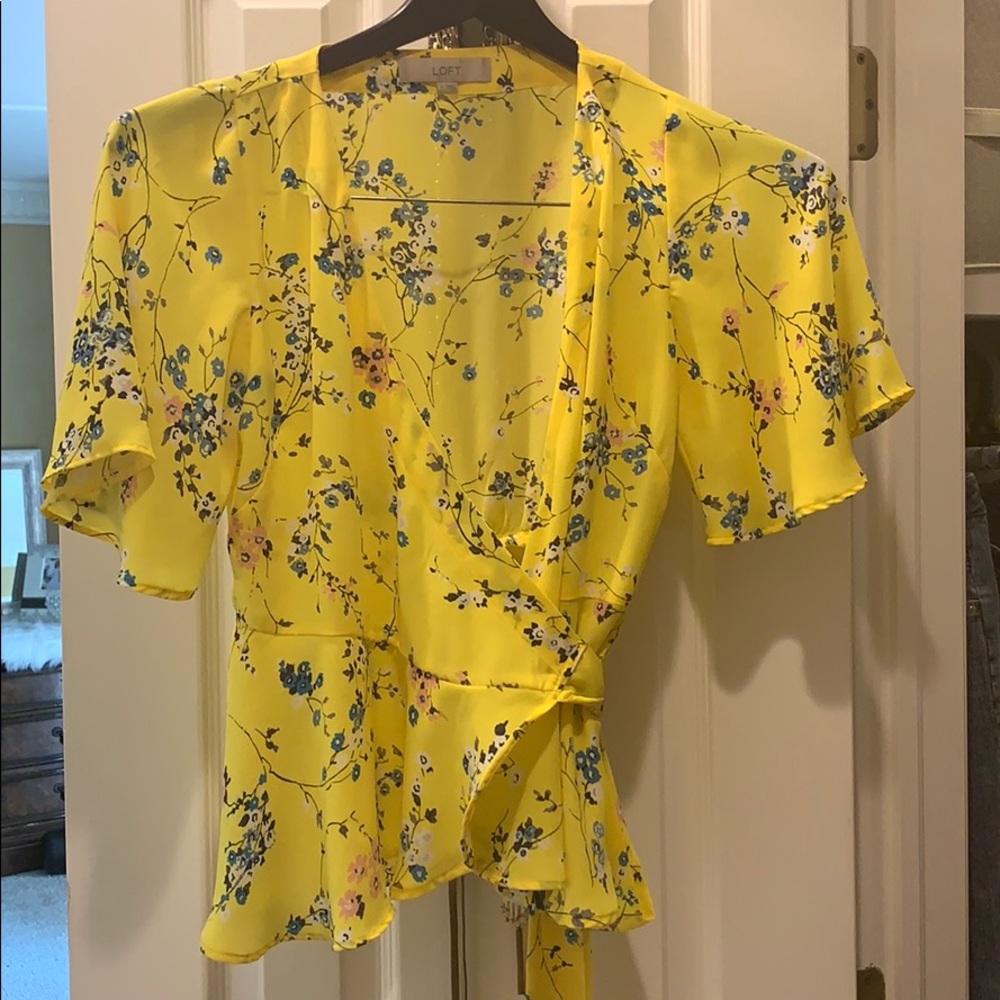 Loft yellow wrap with tie front